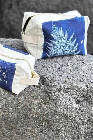 Trousse en coton biologique Cyanotype - Bleu