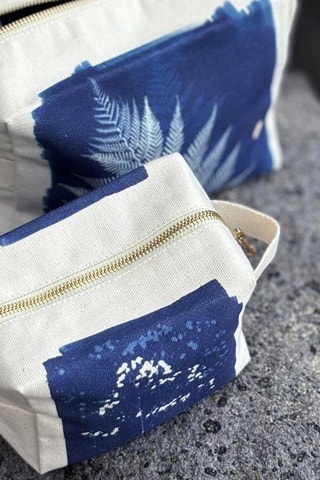 Trousse en coton biologique Cyanotype - Bleu