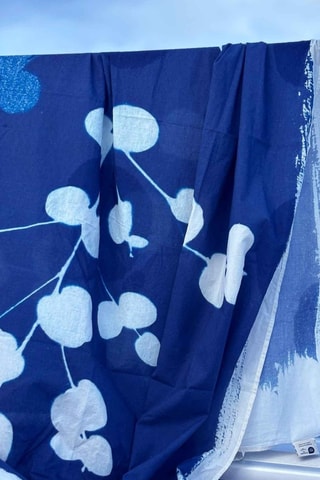 Paréo en coton biologique Cyanotype - Bleu