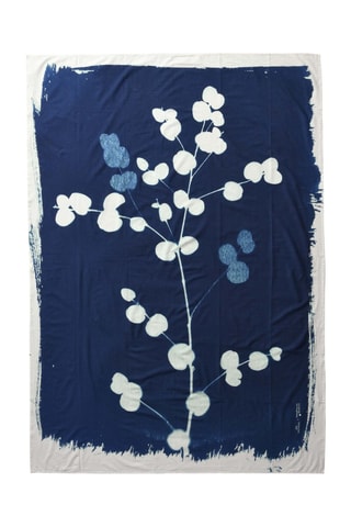 Paréo en coton biologique Cyanotype - Bleu