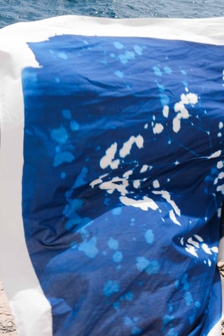 Paréo en coton biologique Cyanotype - Bleu