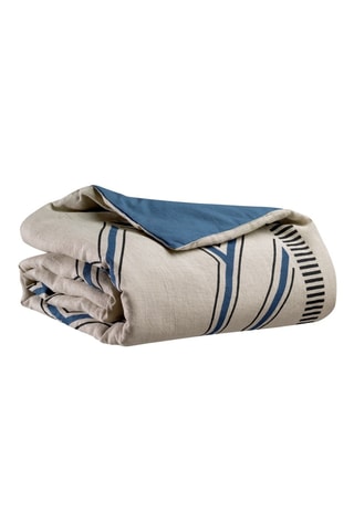 Edredon en lin Zeff Johan - Beige et bleu - 80 x 180 cm