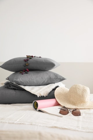 Chemin de lit en lin Zeff - Gris - 90 x 240 cm