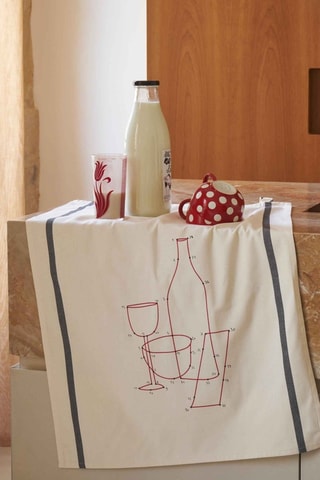 Torchon en coton biologique Phil Drink Tea - Ecru