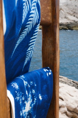 Torchon en coton biologique Cyanotype - Bleu