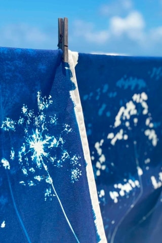 Torchon en coton biologique Cyanotype - Bleu