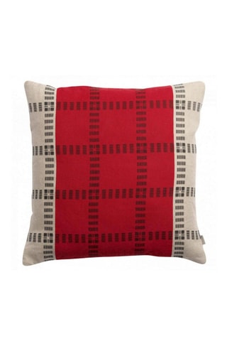 Coussin en lin Zeff Eden - Rouge et gris - 45 x 45 cm