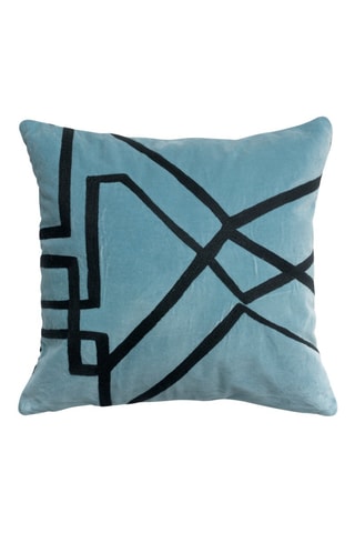 Coussin Fara Brode - Bleu et noir - 45 x 45 cm