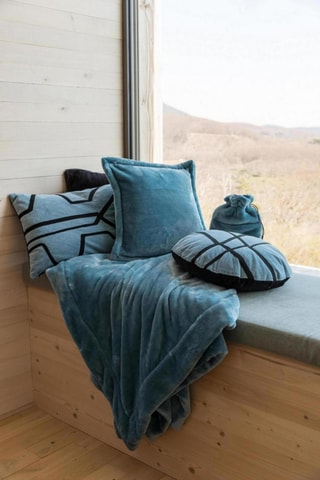 Coussin Fara Brode - Bleu et noir - 45 x 45 cm