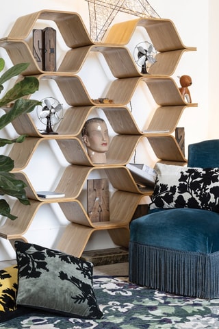 Coussin Rosalie Brode - Orange et noir - 40 x 65 cm