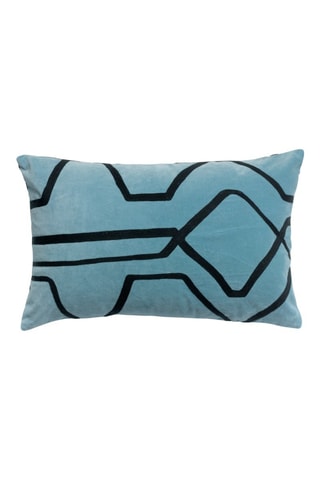 Coussin Fara Brode - Bleu et noir - 40 x 65 cm