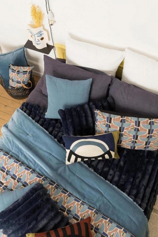 Coussin Farel - Bleu et orange - 40 x 65 cm