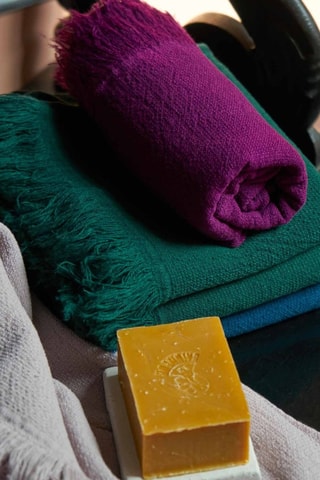 2 serviettes invité en coton biologique Luna - Violet - 50 x 30 cm