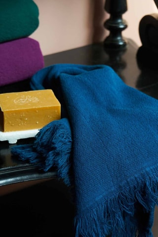 2 serviettes invité en coton biologique Luna - Bleu - 50 x 30 cm