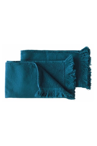 2 serviettes invité en coton biologique Luna - Bleu - 50 x 30 cm