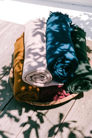 2 serviettes invité en coton biologique Luna - Bleu - 50 x 30 cm