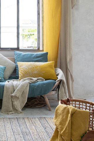 Rideau en lin Zeff - Bleu canard -  140 x 280 cm