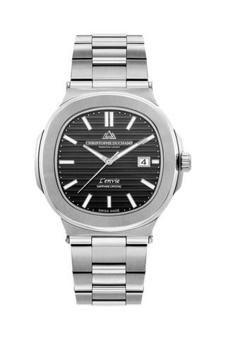 Stalen Quartz Horloge Zilverkleurig en Zwart