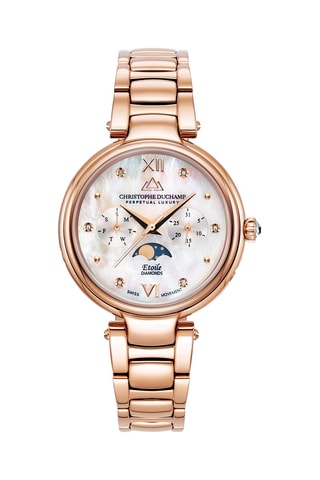 Stalen Quartz Horloge met Saffieren Kristallen Etoile