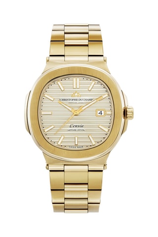 Stalen Quartz Horloge Goudkleurig