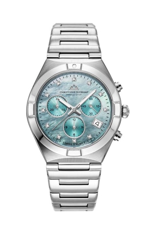 Quartz Horloge van staal Swiss Made Ronda 5030 .D - Zilverkleurig