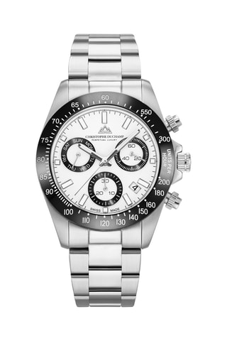 Stalen Quartz Horloge Grand mont- Chronograaf - Zilverkleurig en Zwart