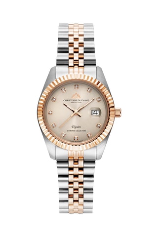 Stalen Quartz Horloge met Diamanten