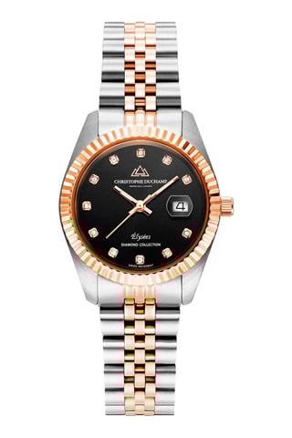 Stalen Quartz Horloge met Diamanten Elysées