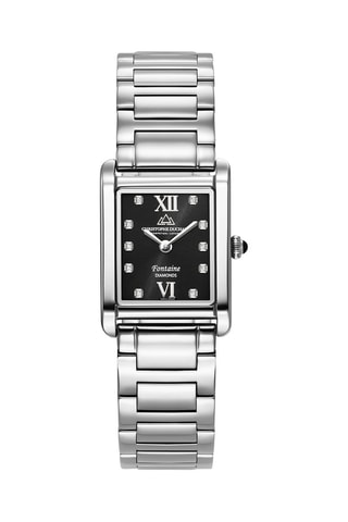 Stalen Quartz Horloge met Diamanten Fontaine