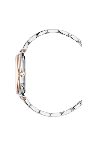 Stalen Quartz Horloge met Diamanten - Maanstandweergave