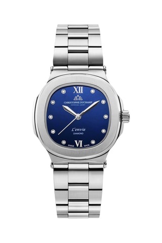 Stalen Quartz Horloge met Diamanten