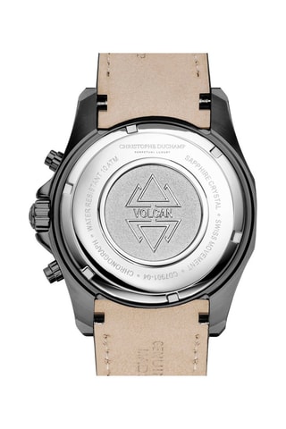 Leren Quartz Horloge Volcan - Tachymeter & Chronograaf - Zwart