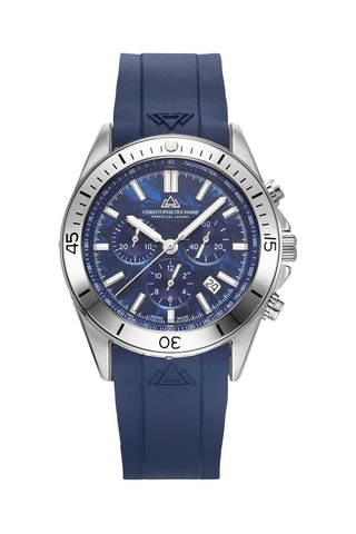 Stalen Quartz Horloge en Armband - Chronograaf - Zilverkleurig en Blauw