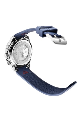 Stalen Quartz Horloge en Armband - Chronograaf - Zilverkleurig en Blauw