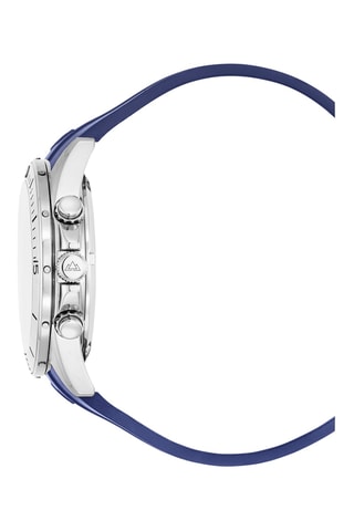 Stalen Quartz Horloge en Armband - Chronograaf - Zilverkleurig en Blauw