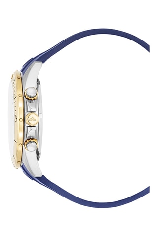 Stalen Quartz Horloge en Armband - Chronograaf - Blauw en Goudkleurig