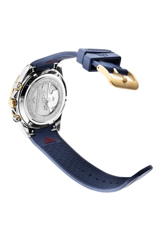 Stalen Quartz Horloge en Armband - Chronograaf - Blauw en Goudkleurig