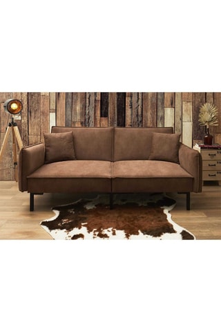 Sofá cama  - Marrón - 2 plazas - Tapizado de terciopelo