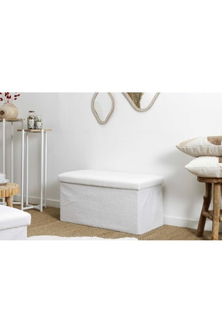Banco plegable con arcón - Blanco - Tapizado de rizo