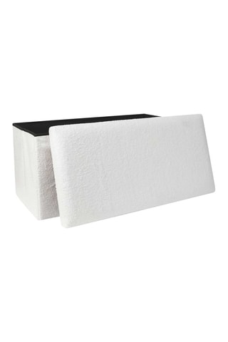 Banco plegable con arcón - Blanco - Tapizado de rizo