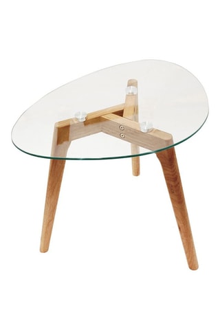 Mesa encajable de vidrio y madera - 50 x 38 x 40 cm y 60 x 45 x 43 cm