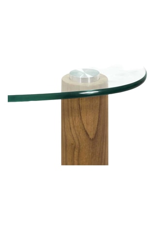 2 mesas de centro encajables de vidrio y madera de caucho Clara - 43 x 60 x 45/40 x 50 x 38 cm