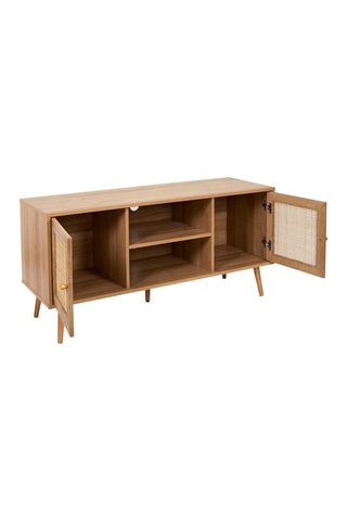 Mueble de TV de 2 puertas de madera y ratán Bali - 115 x 39 x 56,5 cm