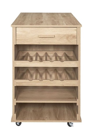 Isla de cocina con ruedas de 1 cajón - Imitación madera