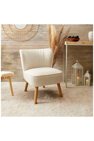 Sillón Erika Hygge - 
Natural y blanco - Tapizado de rizo