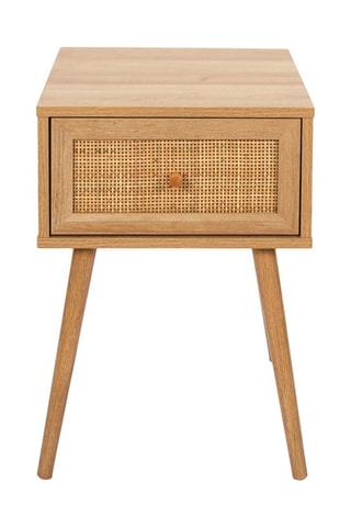 Mesilla de noche de madera y ratán Bali - 39 x 39 x 55,4 cm