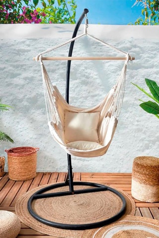 Balancín de madera de álamo Terre inconnue - Beige y negro