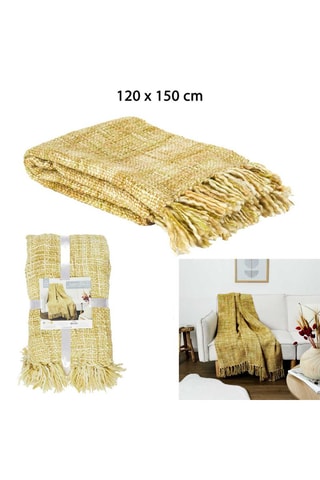 Manta - Amarillo y blanco -  120 x 150 cm