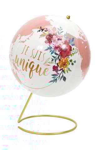 Globo terráqueo - Blanco y rosa - 21,5 x 29 cm