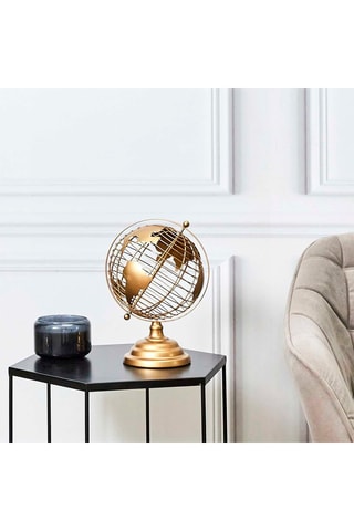 Globo terráqueo - 20,5 x 28 x 19 cm - Dorado